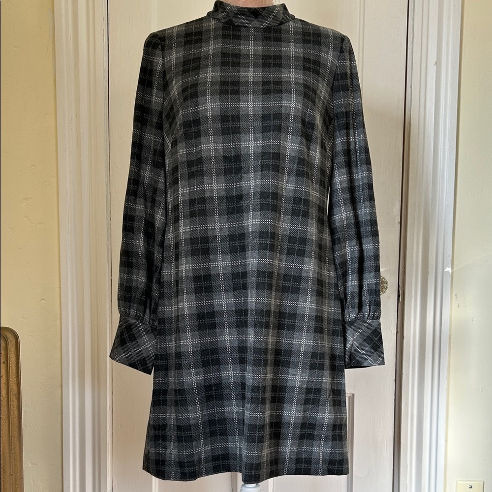 New Calvin Klein Gray Plaid Dress